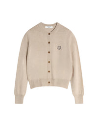Bold Fox Head cardigan with wool crest - Light Beige Melange