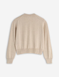 Bold Fox Head cardigan with wool crest - Light Beige Melange