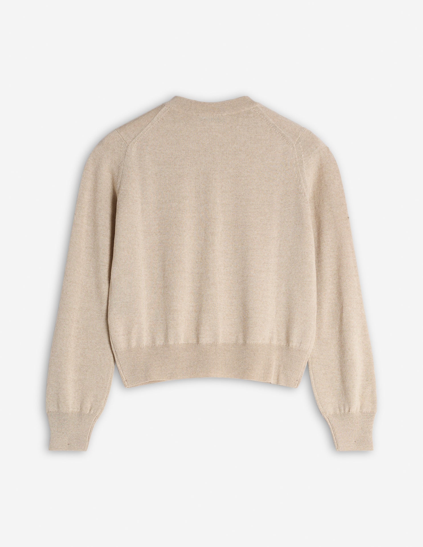 Bold Fox Head cardigan with wool crest - Light Beige Melange