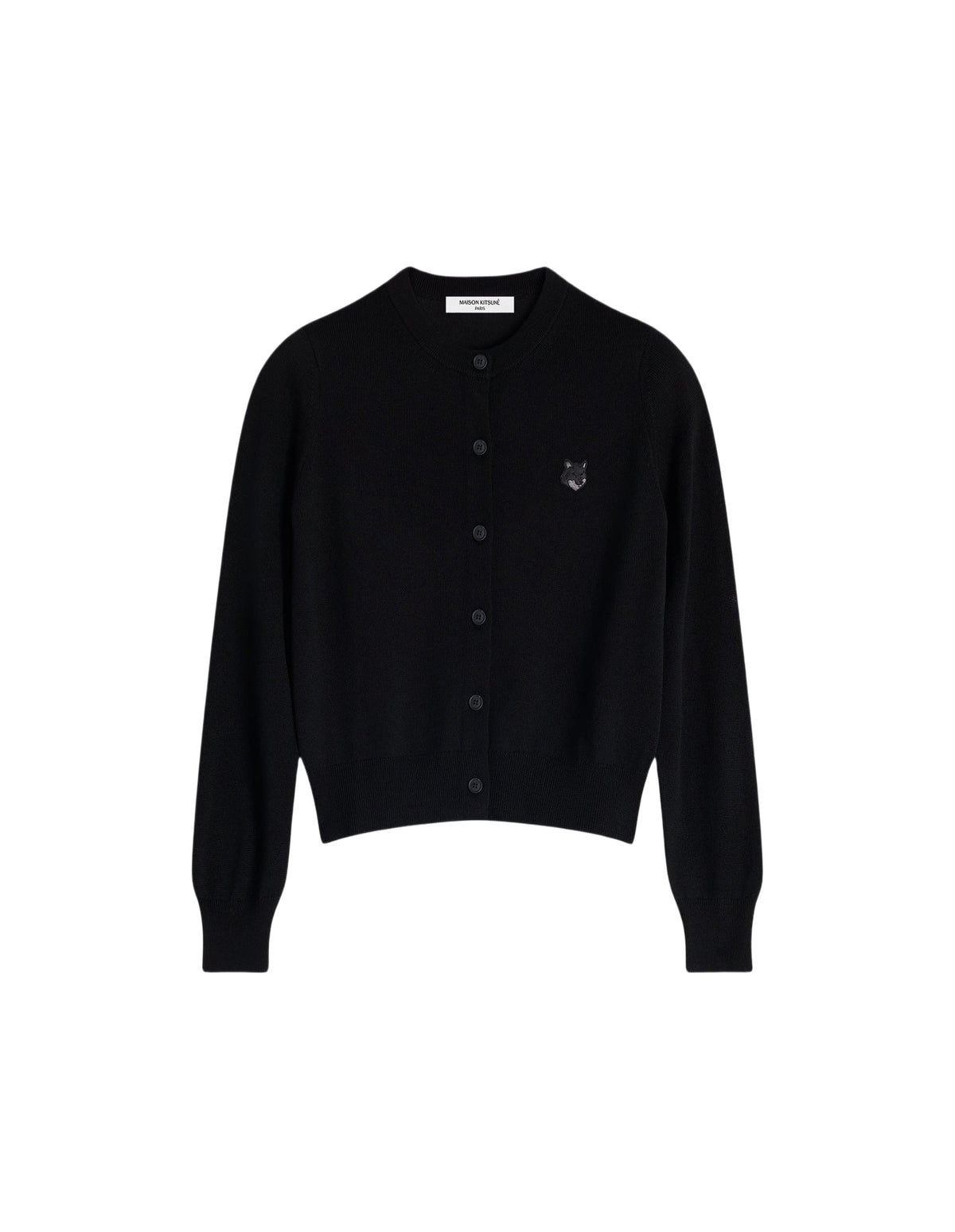 Cardigan Bold Fox Head avec écusson en laine - Black