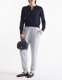 Bold Fox Head cardigan with wool crest - Ink Blue