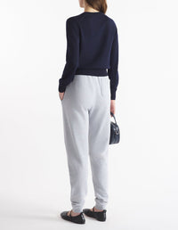 Bold Fox Head cardigan with wool crest - Ink Blue