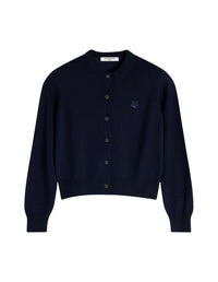 Bold Fox Head cardigan with wool crest - Ink Blue