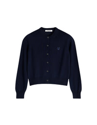 Cardigan Bold Fox Head avec écusson en laine - Ink Blue