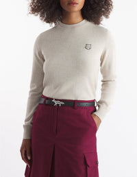 Pull Bold Fox Head avec écusson en laine - Light Beige Melange
