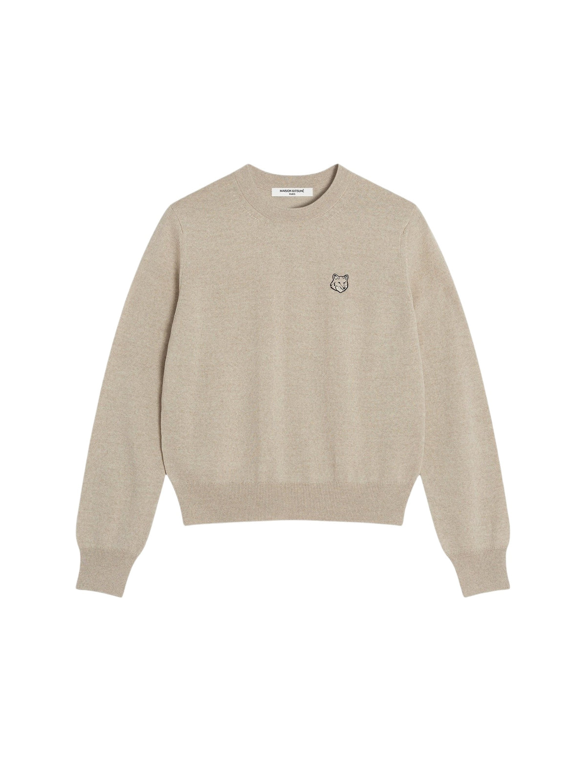 Pull Bold Fox Head avec écusson en laine - Light Beige