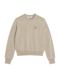 Bold Fox Head jumper with wool badge - Light Beige Melange