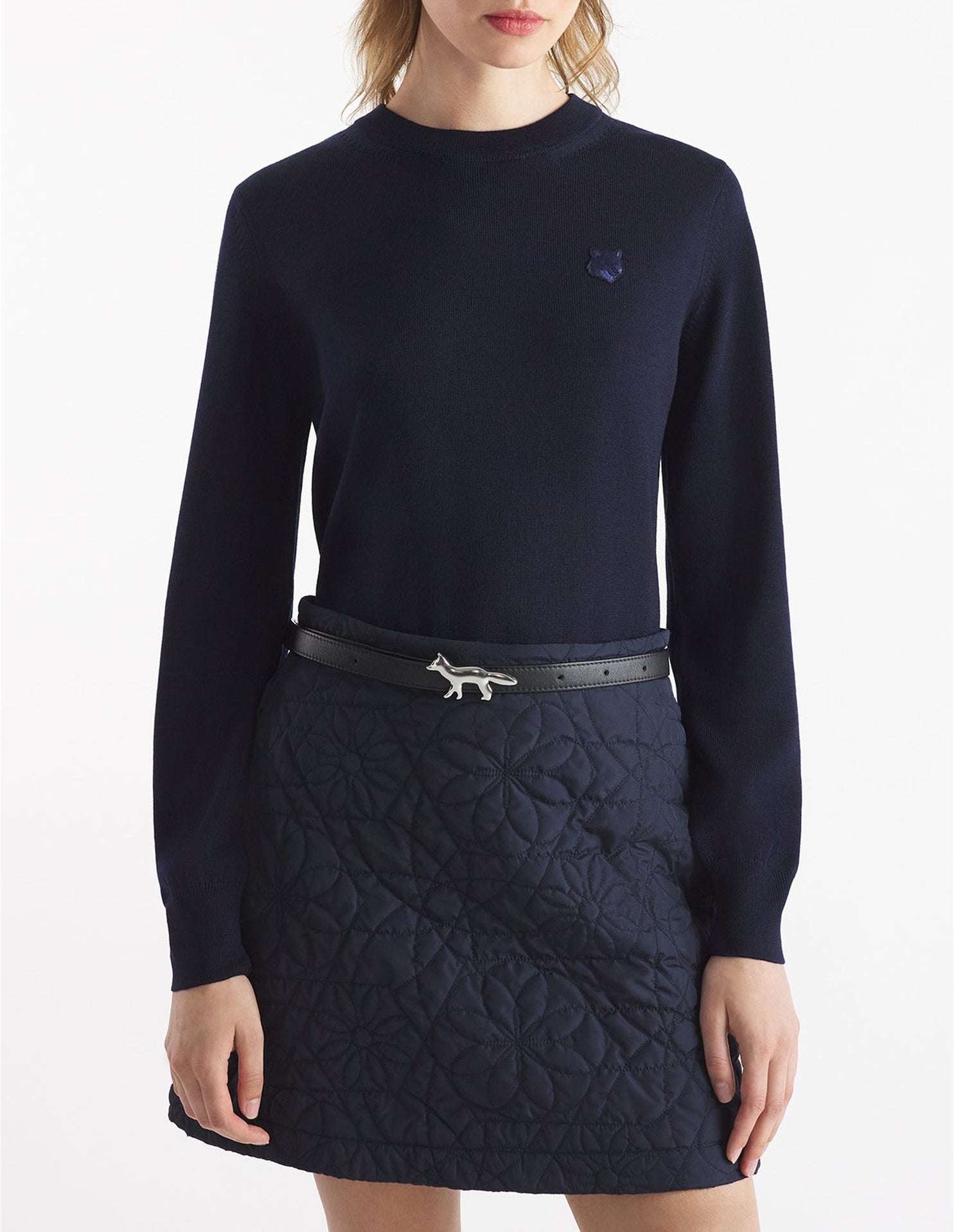 Pull Bold Fox Head avec écusson en laine - Ink Blue