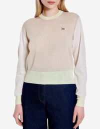 Pull Baby Fox à manches longues en laine - Light Beige Melange