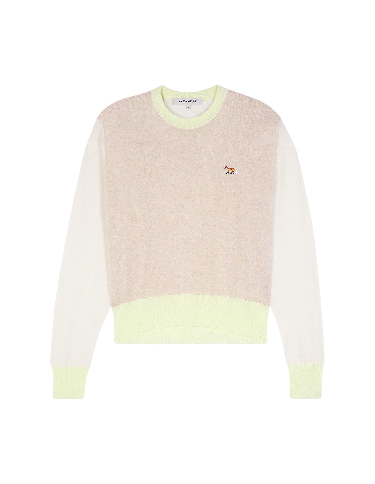 Pull Baby Fox à manches longues en laine - Light Beige Melange