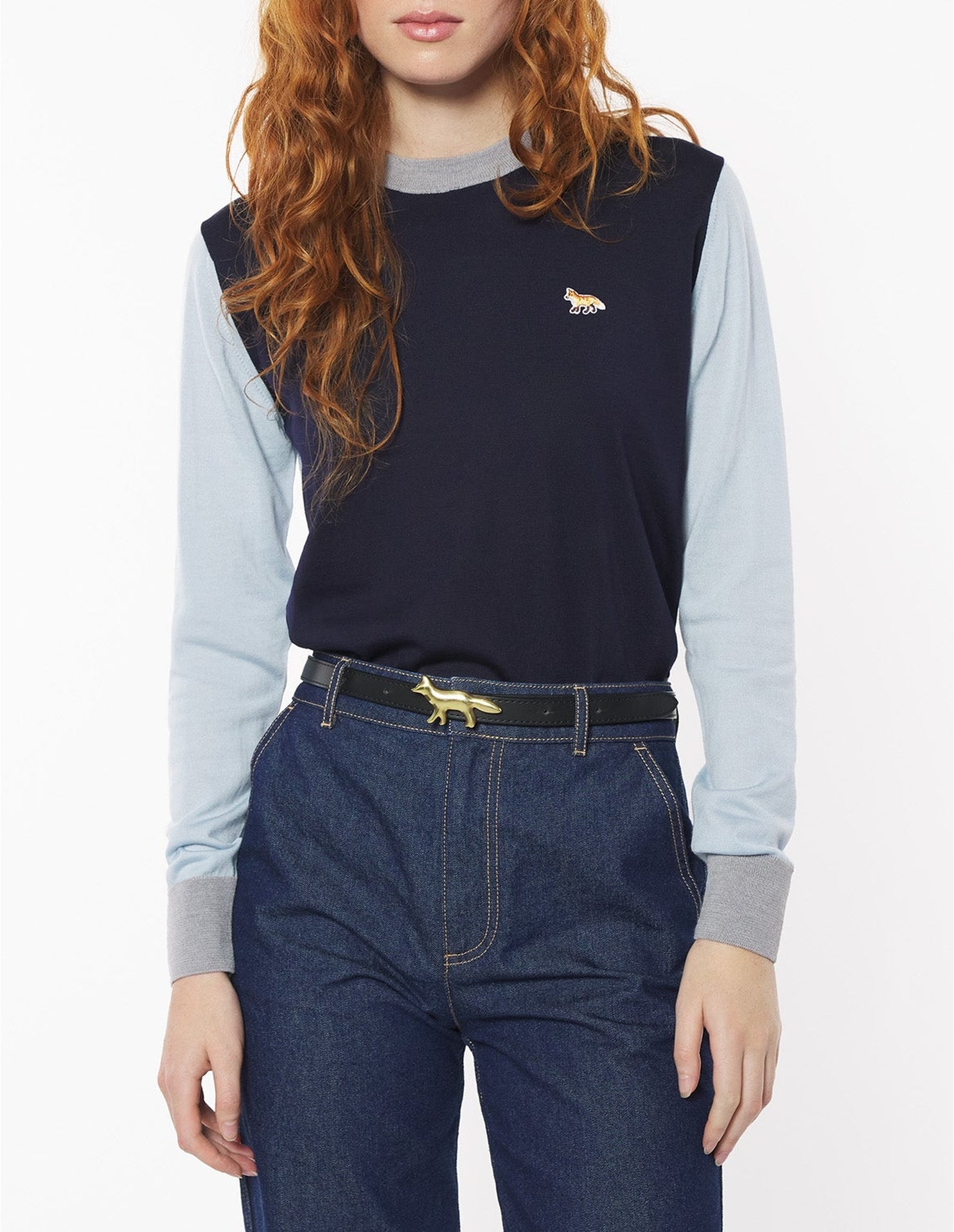 Pull Baby Fox à manches longues en laine - Navy