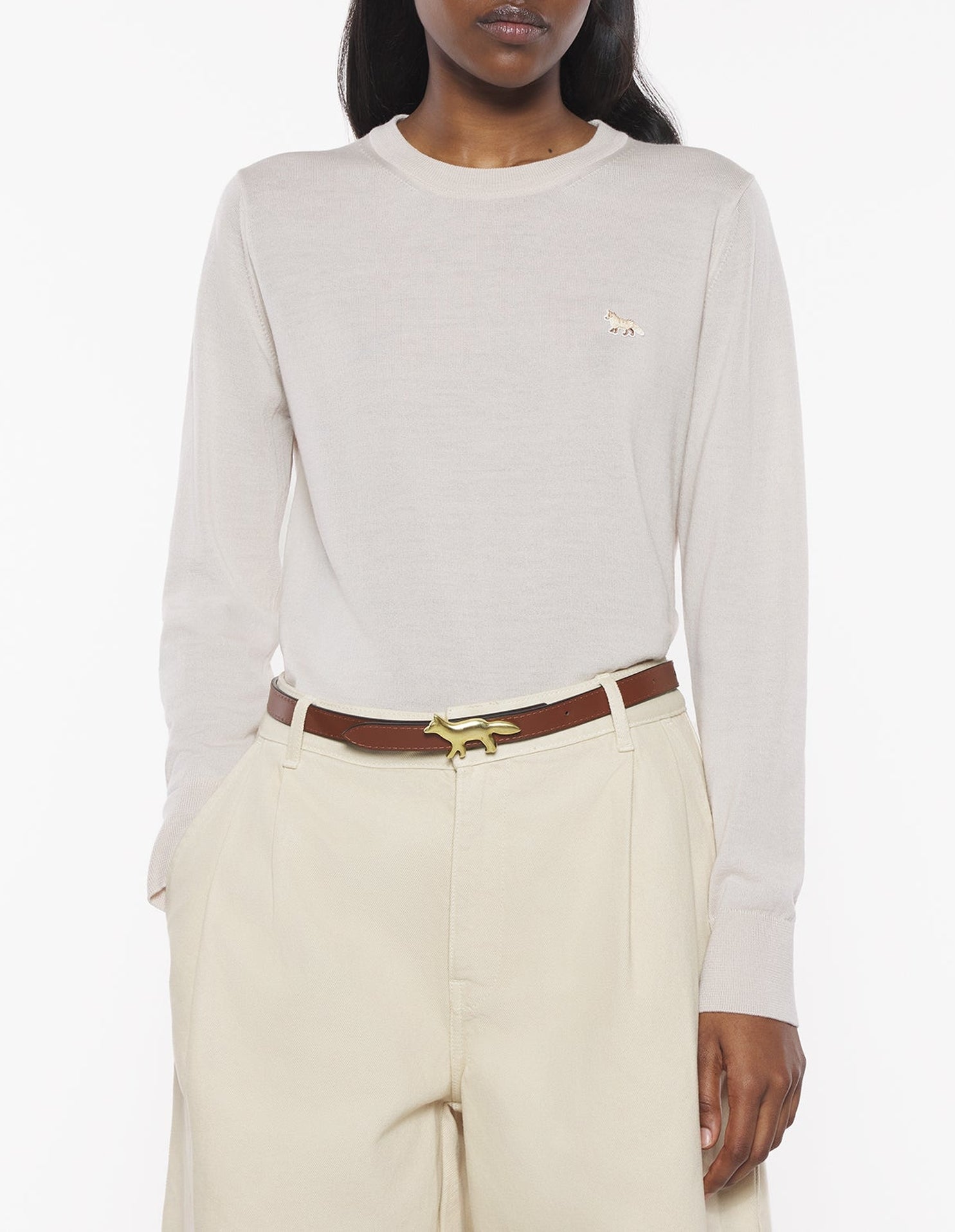 Baby Fox wool patch jumper - Marble