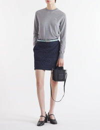 Baby Fox short-sleeved wool jumper - Medium Grey Melange