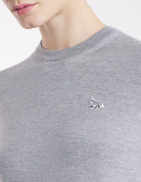 Baby Fox short-sleeved wool jumper - Medium Grey Melange