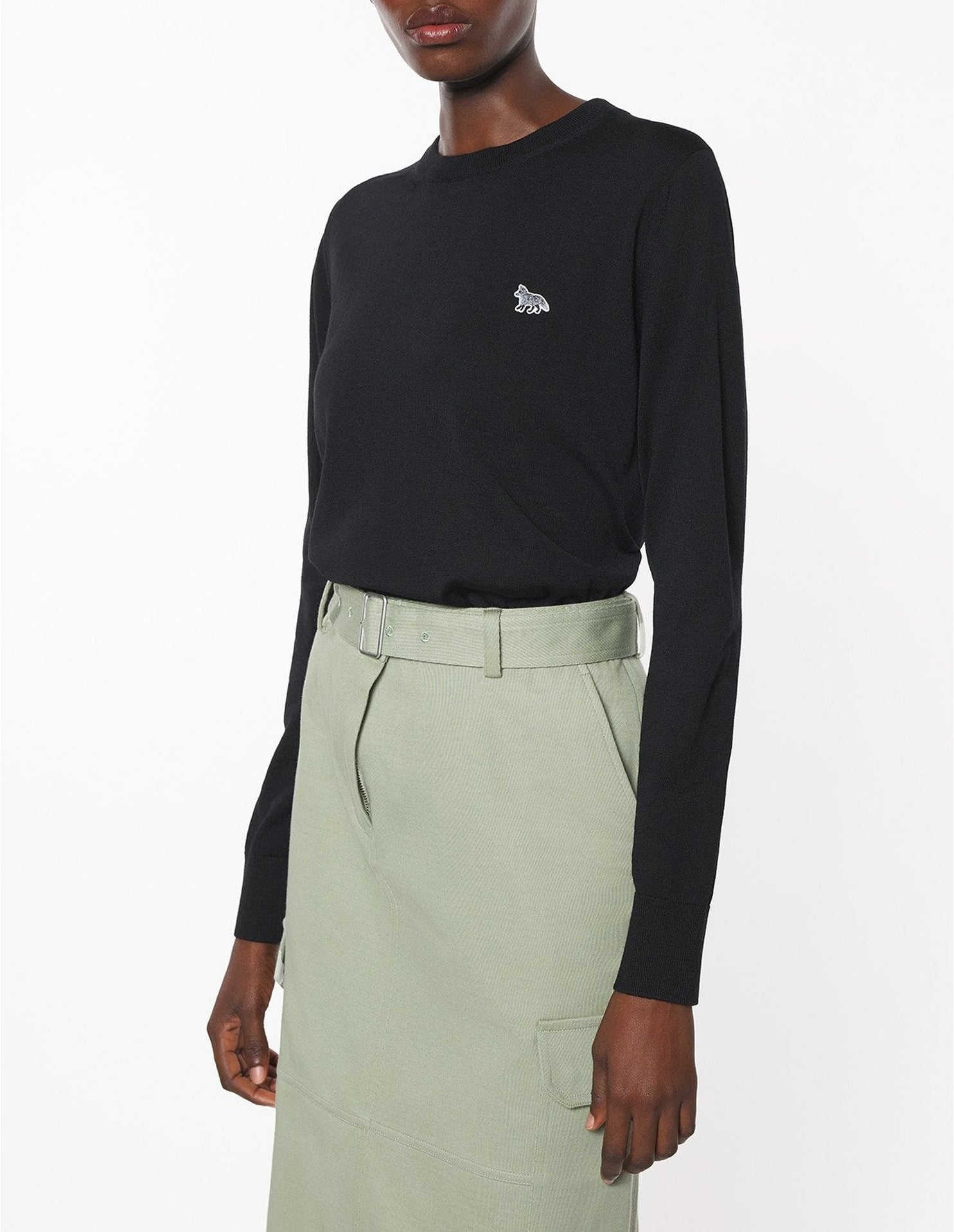 Pull Baby Fox à manches courtes en laine - Black
