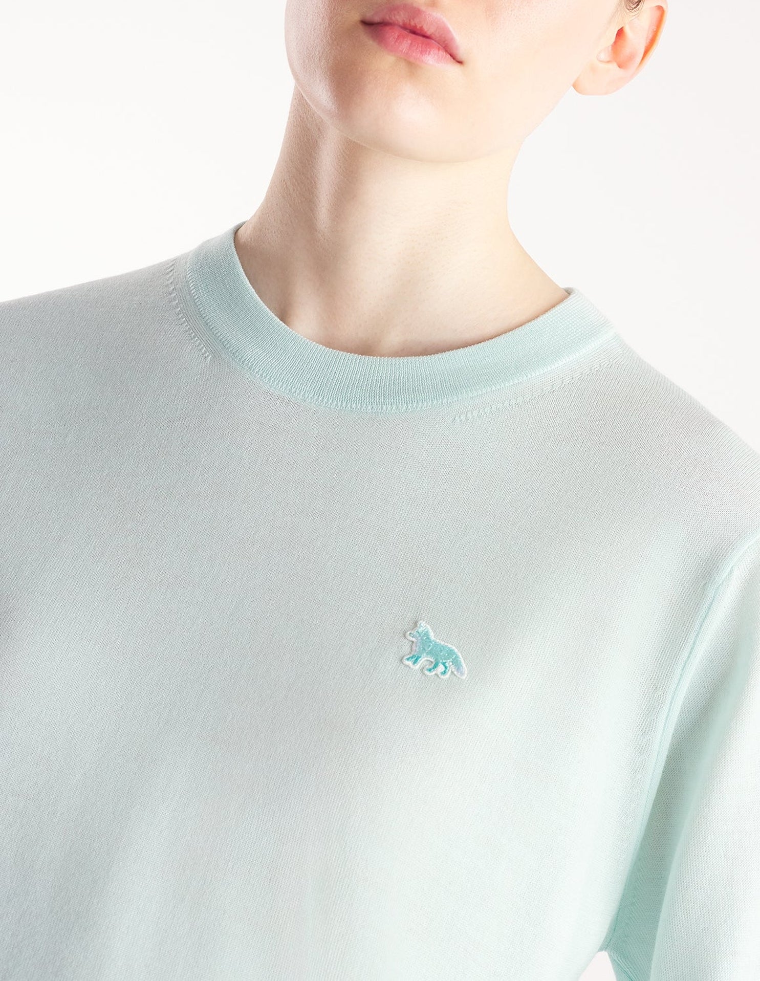 Pull Baby Fox à manches courtes en laine - Peppermint