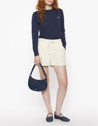 Baby Fox short-sleeved wool jumper - Deep Navy