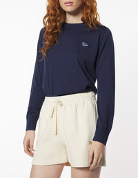 Baby Fox short-sleeved wool jumper - Deep Navy