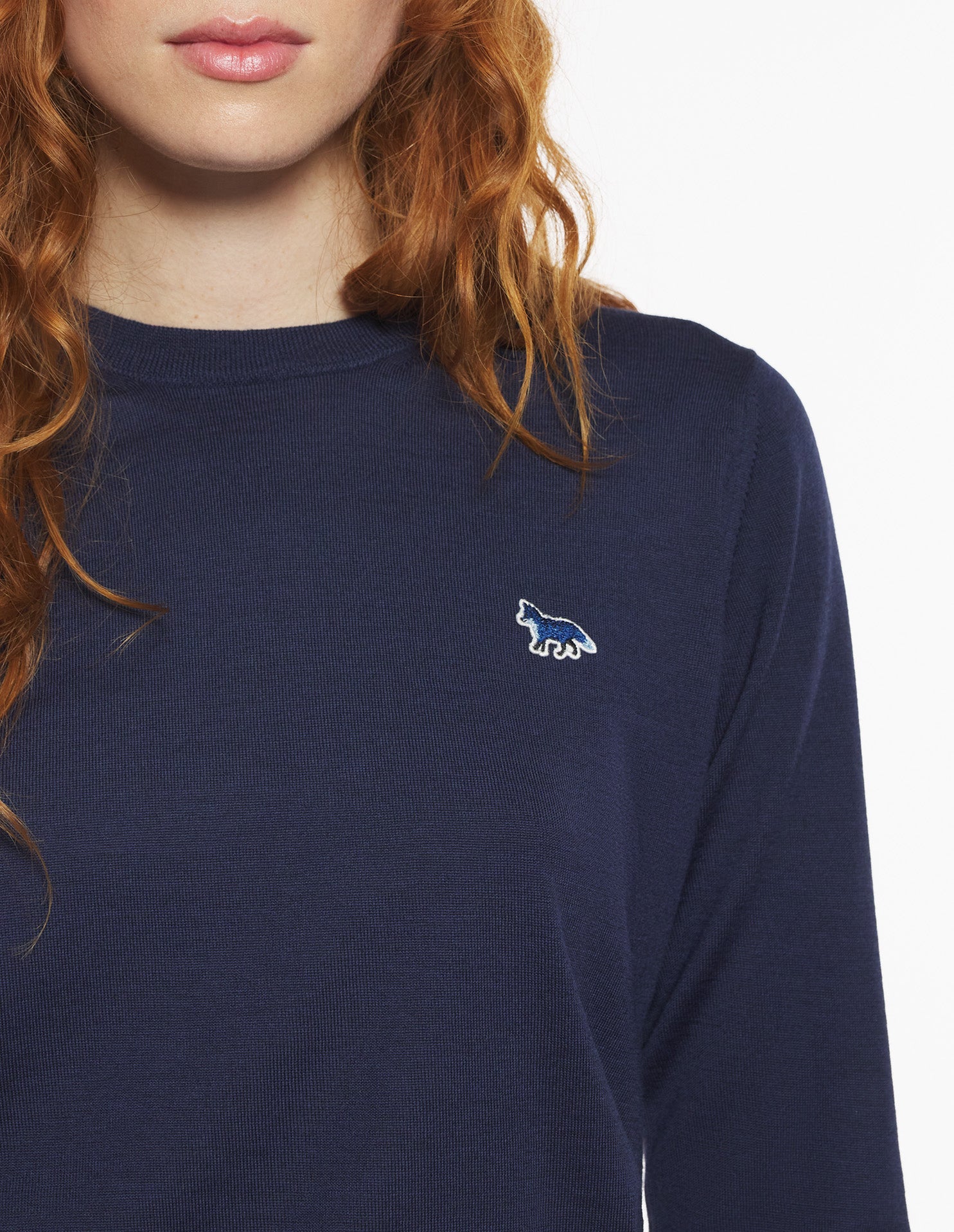 Baby Fox short-sleeved wool jumper - Deep Navy