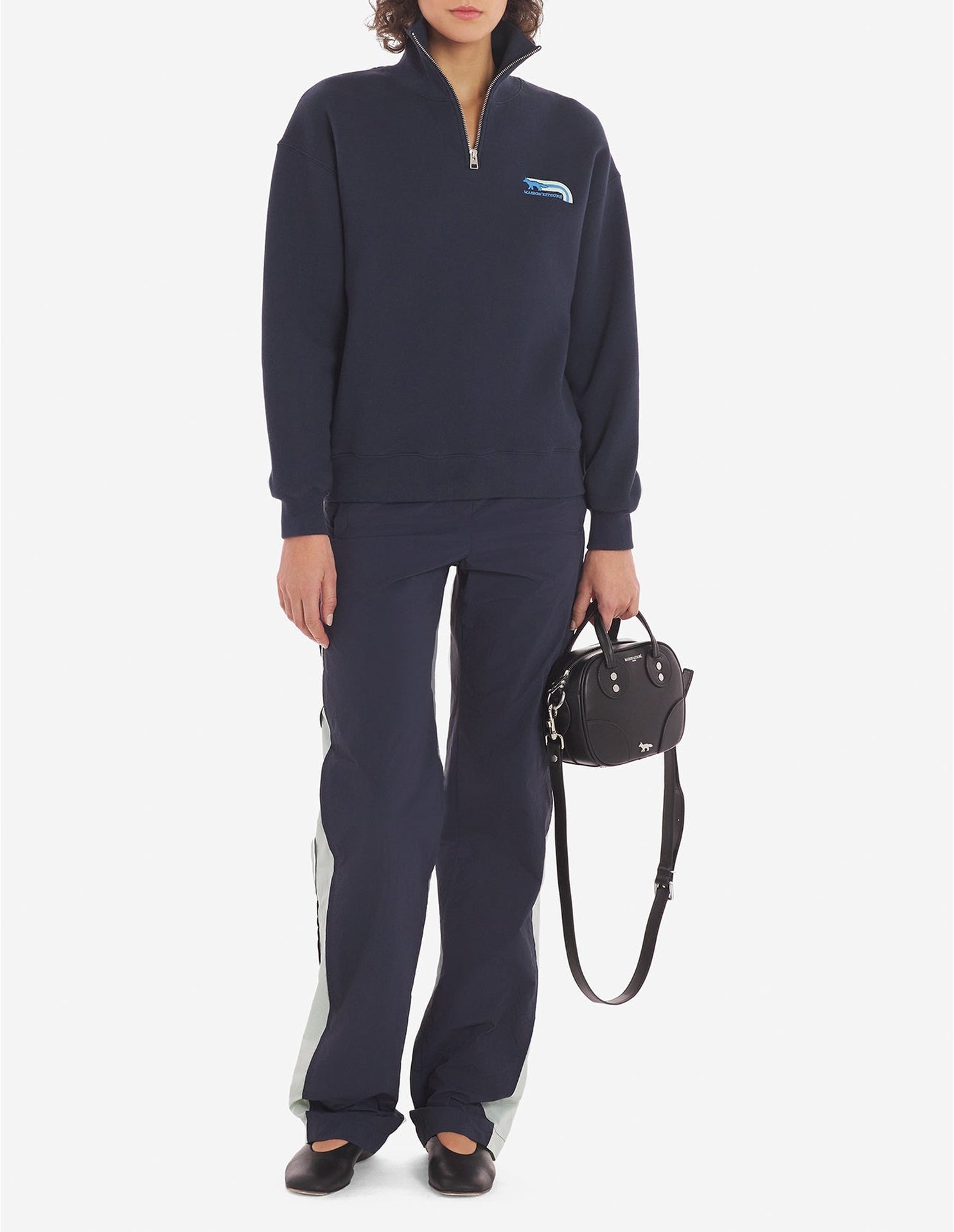 Pantalon droit avec bandes latérales - Navy