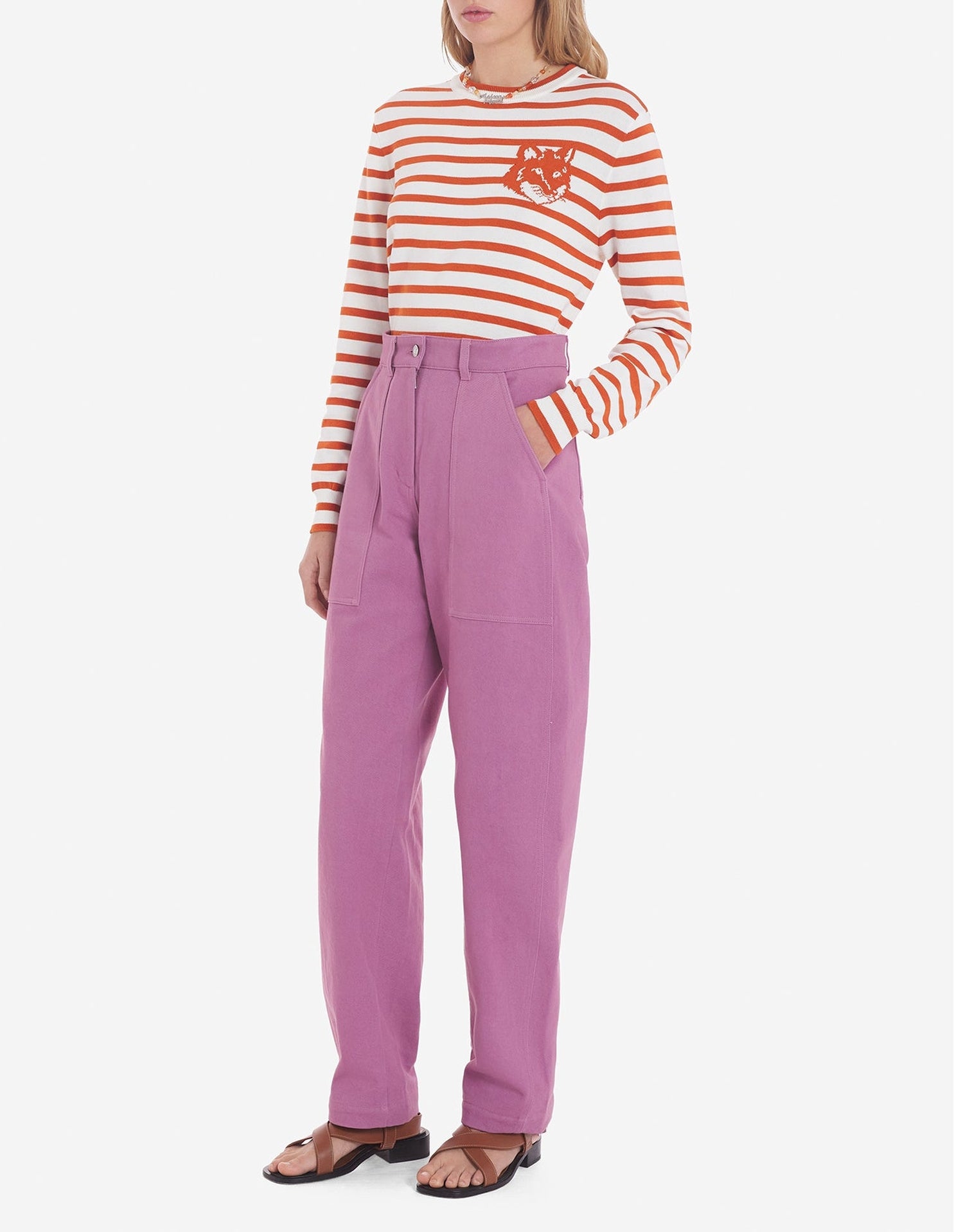 Pantalon droit brodé en denim - Blossom