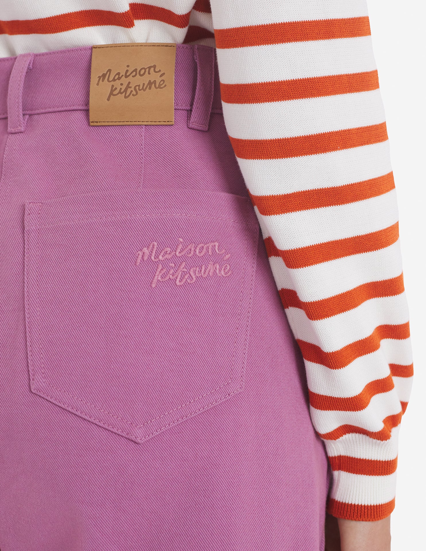 Pantalon droit brodé en denim - Blossom