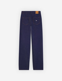 Pantalon droit avec étiquette et avec écusson en denim - Indigo