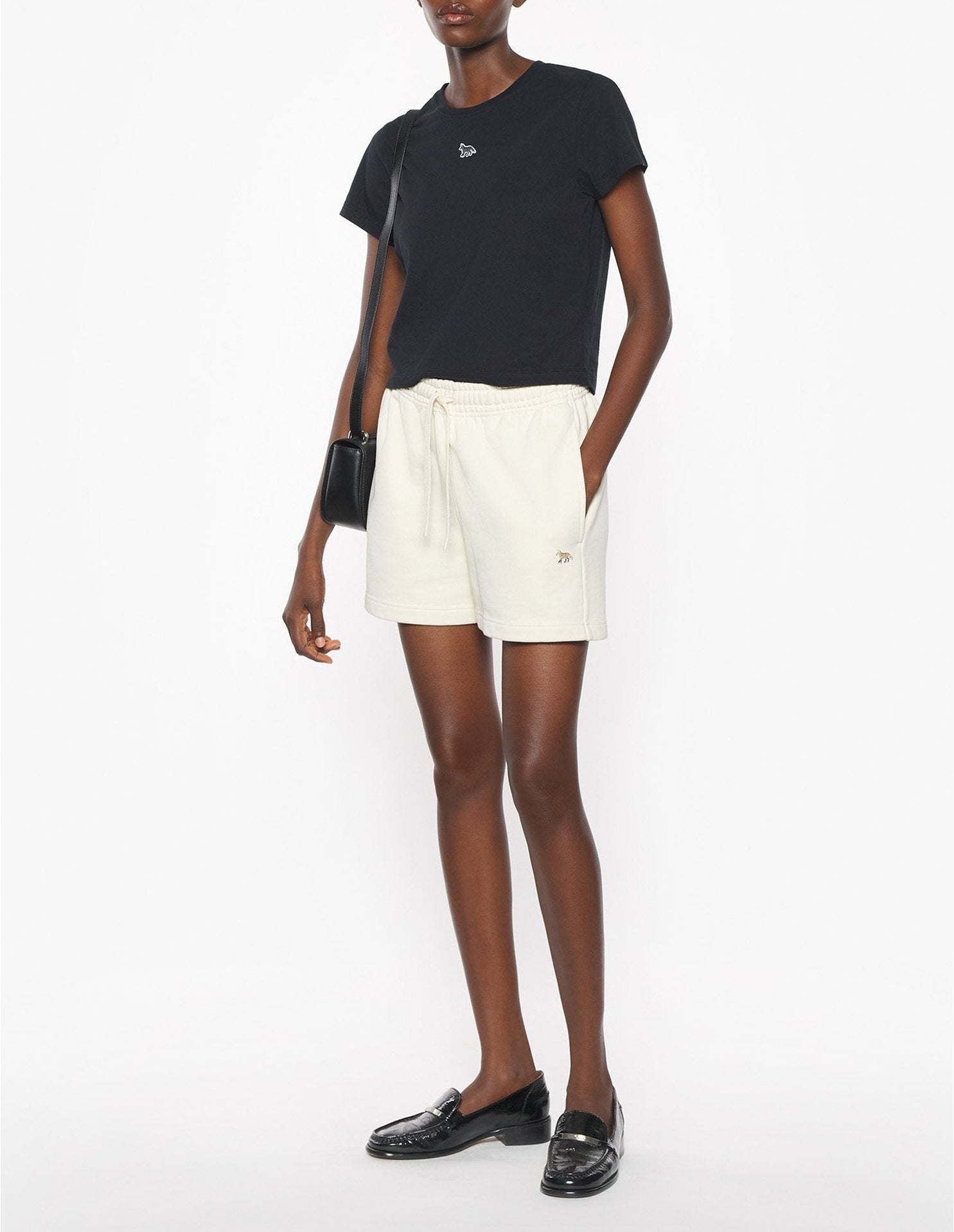 Baby Fox tracksuit shorts with badge - Marble