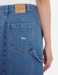 Jupe droite en denim - Light Stone Indigo