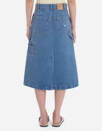 Jupe droite en denim - Light Stone Indigo