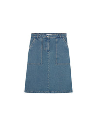 Jupe droite en denim - Light Stone Indigo