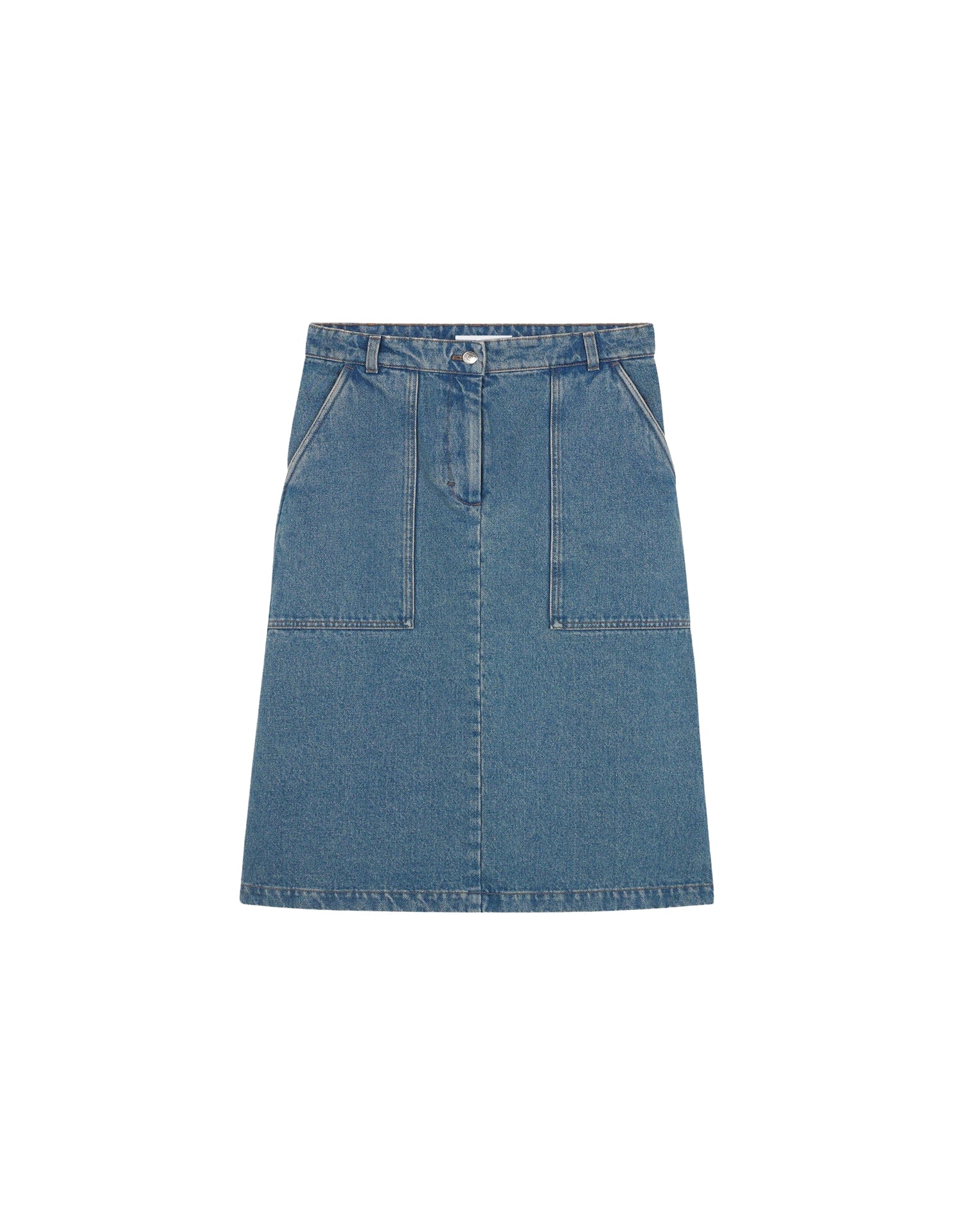 Jupe droite en denim - Light Stone Indigo