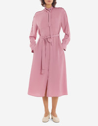 Robe chemise longue Bold Fox Head avec ceinture brodée - Rosebud