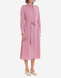 Robe chemise longue Bold Fox Head avec ceinture brodée - Rosebud