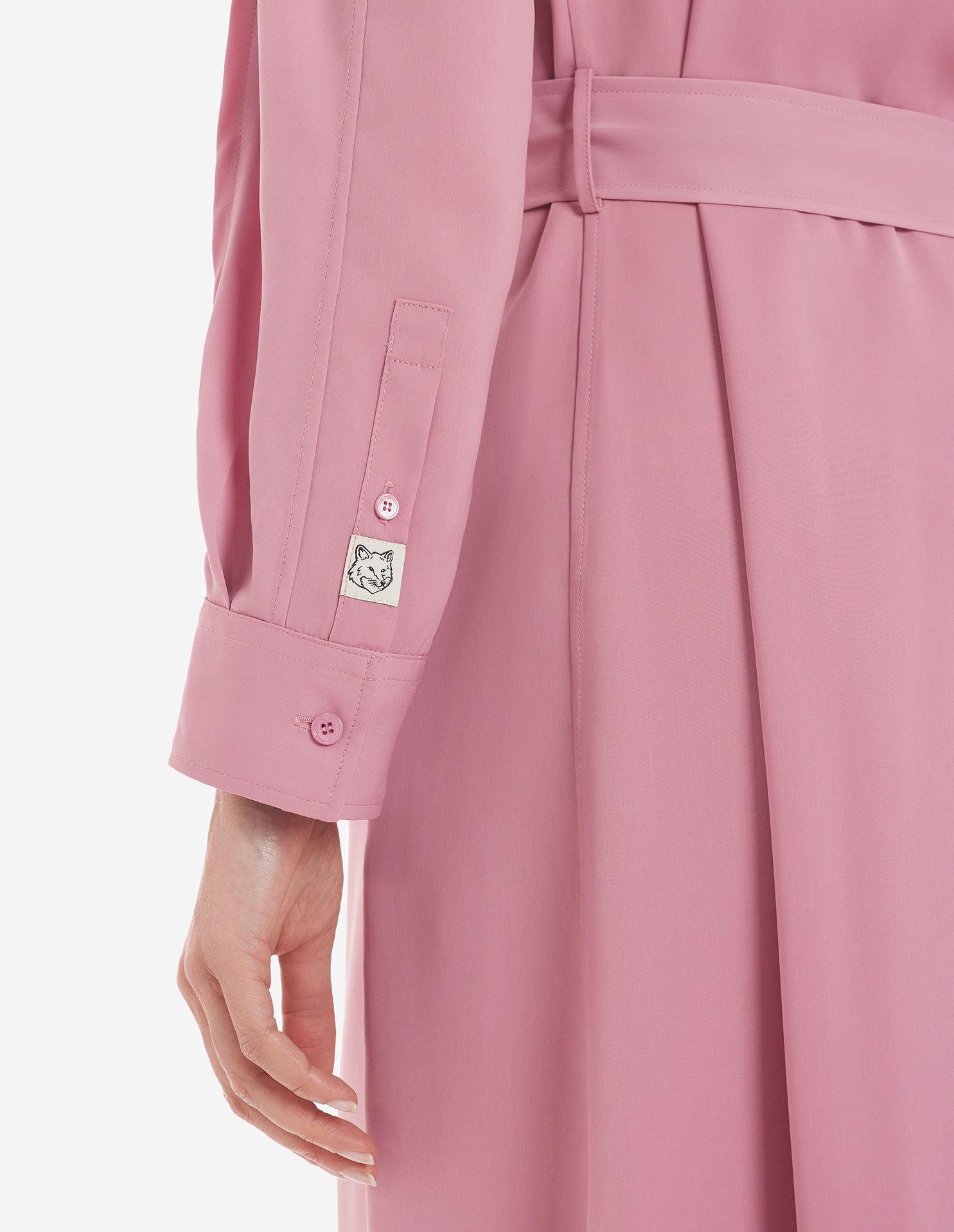 Robe chemise longue Bold Fox Head avec ceinture brodée - Rosebud