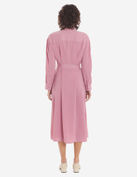 Robe chemise longue Bold Fox Head avec ceinture brodée - Rosebud
