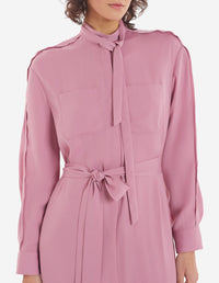 Robe chemise longue Bold Fox Head avec ceinture brodée - Rosebud