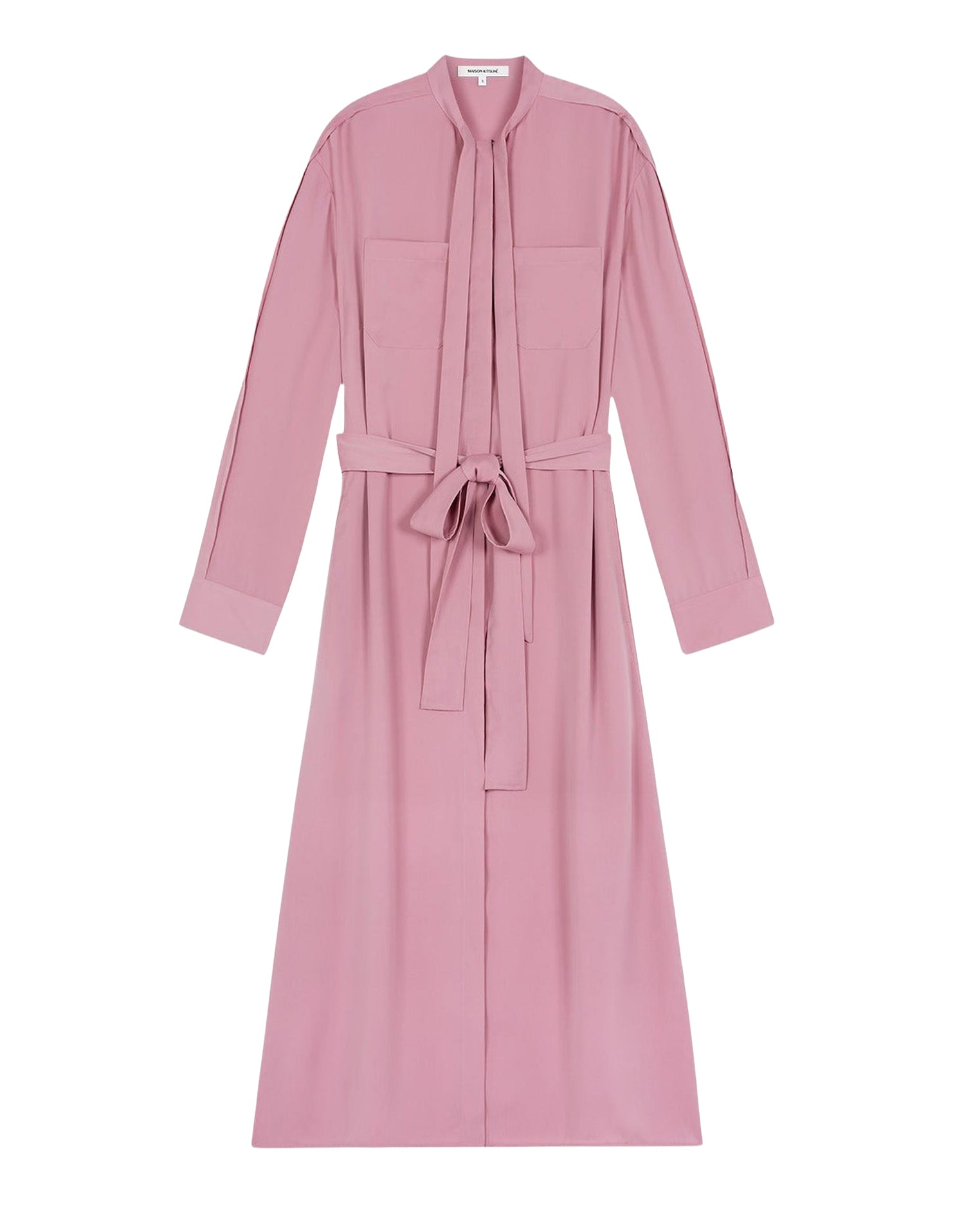 Robe chemise longue Bold Fox Head avec ceinture brodée - Rosebud