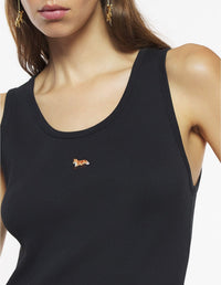 Ribbed tank dress with crest - Black