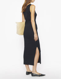 Ribbed tank dress with crest - Black