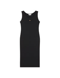 Ribbed tank dress with crest - Black