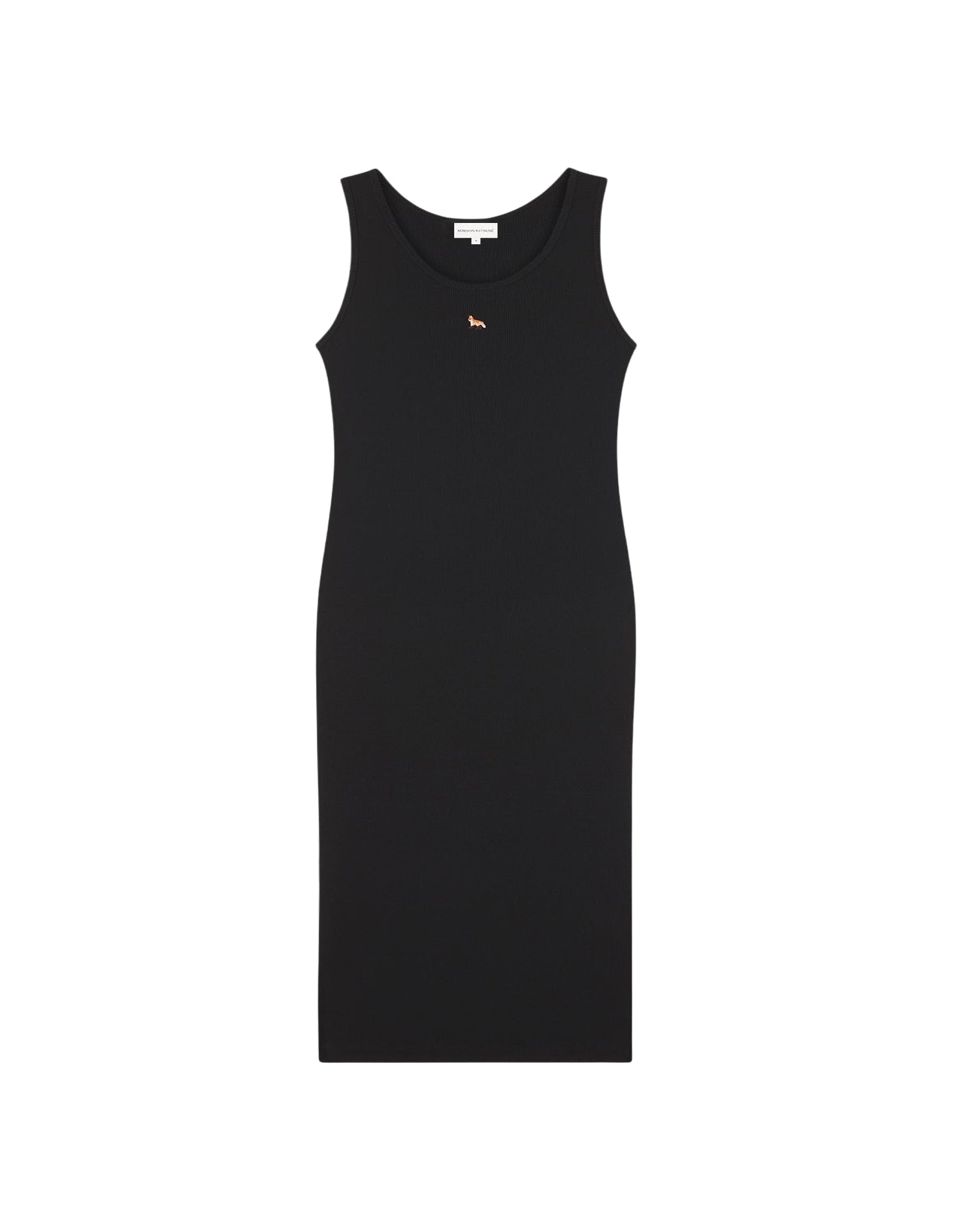 Ribbed tank dress with crest - Black