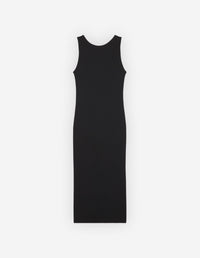Ribbed tank dress with crest - Black