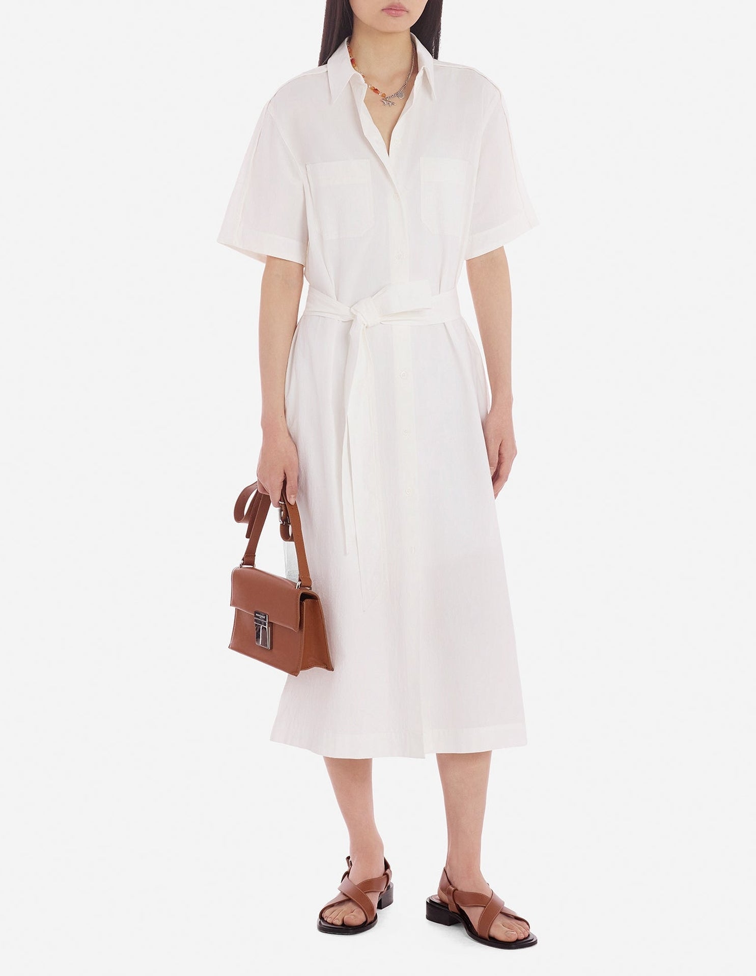 Robe chemise à manches courtes - White