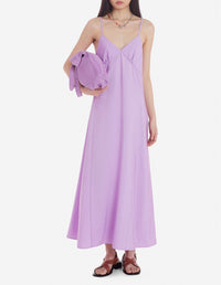 Robe longues à fines bretelles évasée - Lilac