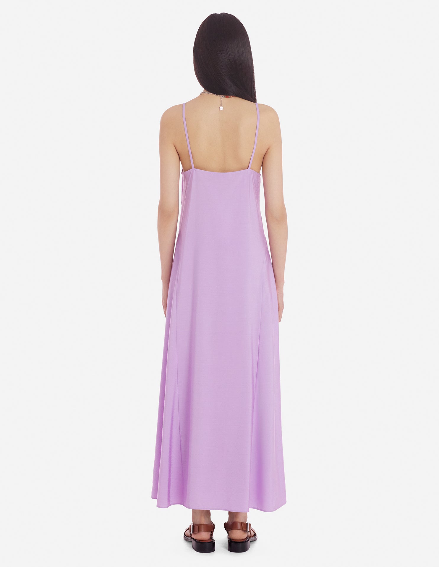 Robe longues à fines bretelles évasée - Lilac