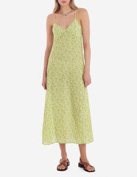 Robe longues évasée à fines bretelles et motif - Lime Design