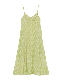 Robe longues évasée à fines bretelles et motif - Lime Design