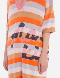 Robe polo à rayures avec impression - Sunset Ecru Stripes