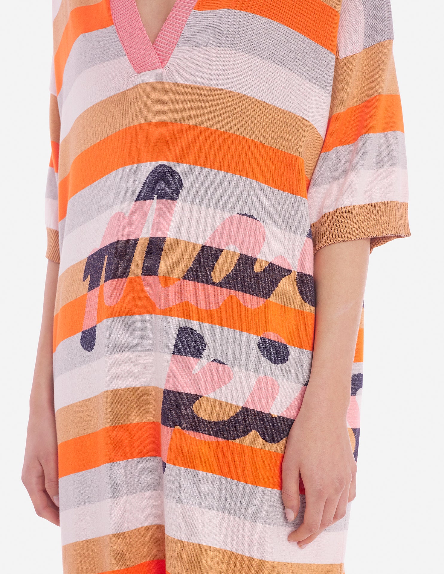 Robe polo à rayures avec impression - Sunset Ecru Stripes